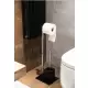 Stojak łazienkowy na szczotkę WC i papier toaletowy czarny matowy