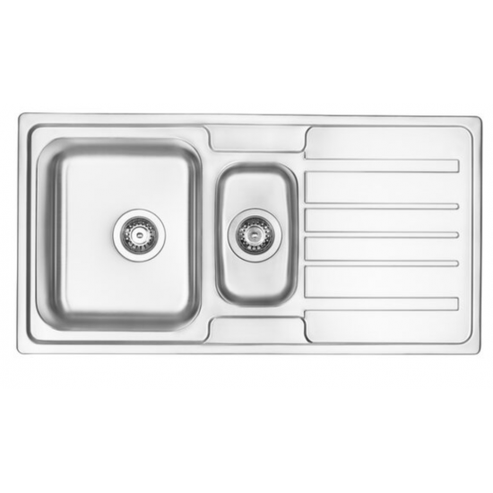 VIRGO Zlewozmywak 97x50x20 stalowy 1.5-komorowy z ociekaczem