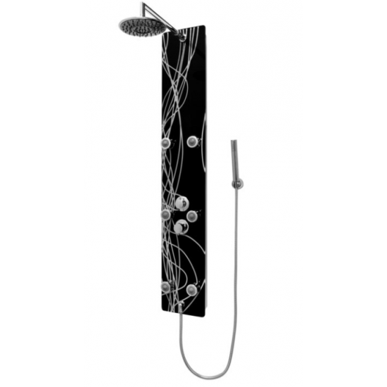 Panel prysznicowy Cleo z hydromasażem czarne szkło uniwersalny