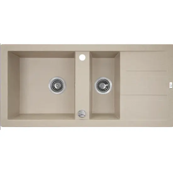 Barbados zlewozmywak granitowy beż 1.5 komory z ociekaczem 100x48 cm z syfonem