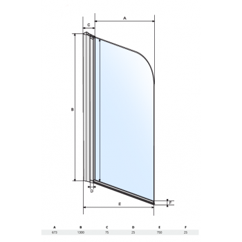 AMBITION 1 parawan nawannowy 1-skrzydłowy przejrzyste 75x130 szkło z wzorempaski BESCO