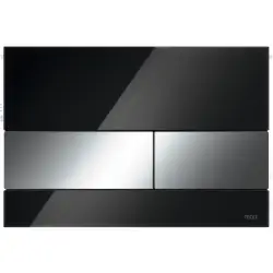 TECEsquare podwójny przycisk spłukujący szklany do WC szkło czarny/chrom połysk 220 x 150 x 11 mm Tece