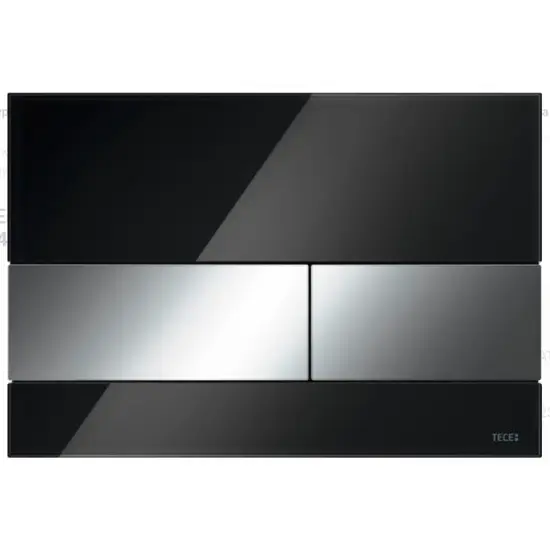 TECEsquare podwójny przycisk spłukujący szklany do WC szkło czarny/chrom połysk 220 x 150 x 11 mm Tece