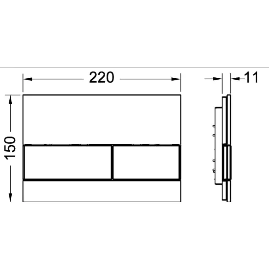 TECEsquare podwójny przycisk spłukujący szklany do WC szkło czarny/chrom połysk 220 x 150 x 11 mm Tece